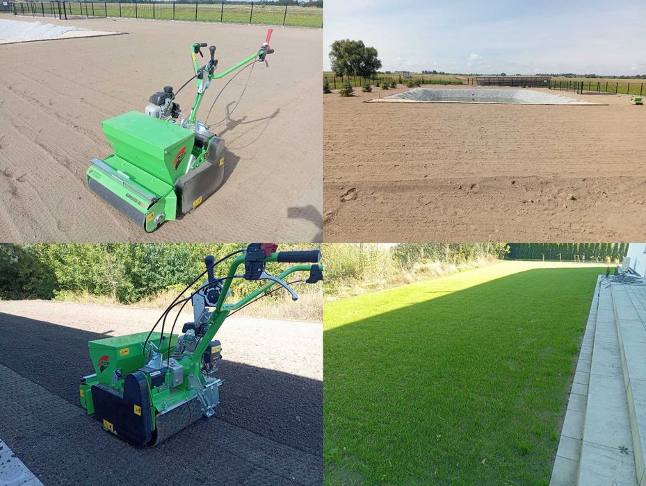 Zakładanie trawników  nawodnienia glebogryzarka kosiarka zamiatanie