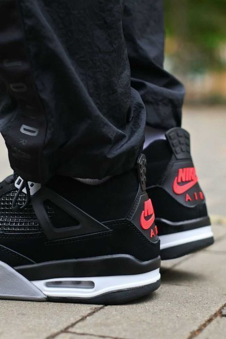 Кросівки Nike Air Jordan Retro 4 Black/Grey/Red premium | Кроссовки Найк чоловічі жіночі