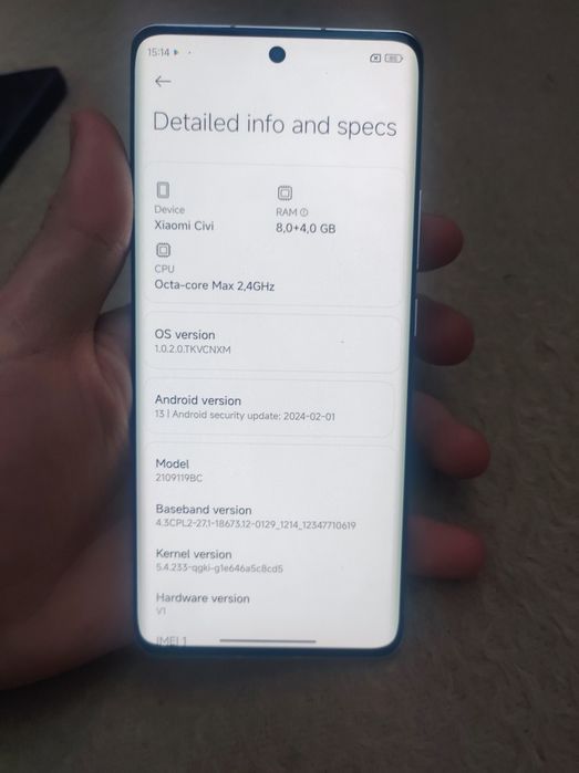 Xiaomi civi 1 8+8/128 nfs 778g екран водопад