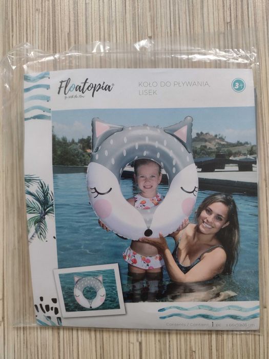 NOWE ~ FLOATOPIA, koło dmuchane do pływania LISEK