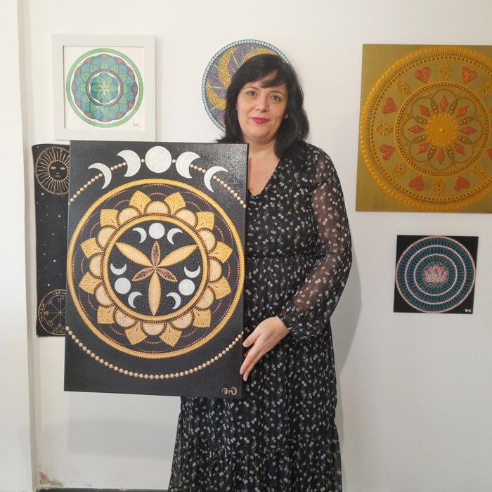 Tela com mandala 50x70cm