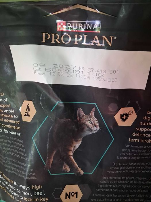 Saco selado de Ração para gatos Proplan 10kg