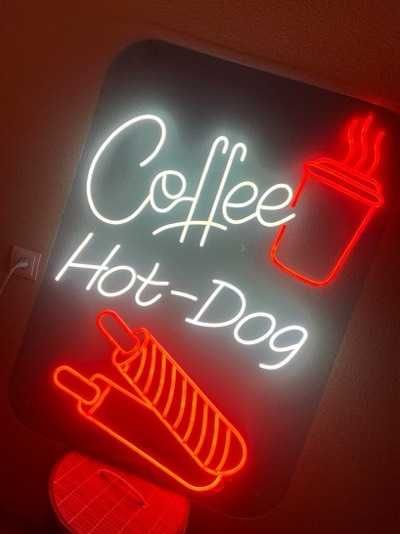 Вивіски кава, неонова вивіска на замовлення, неоновая вывеска кофе