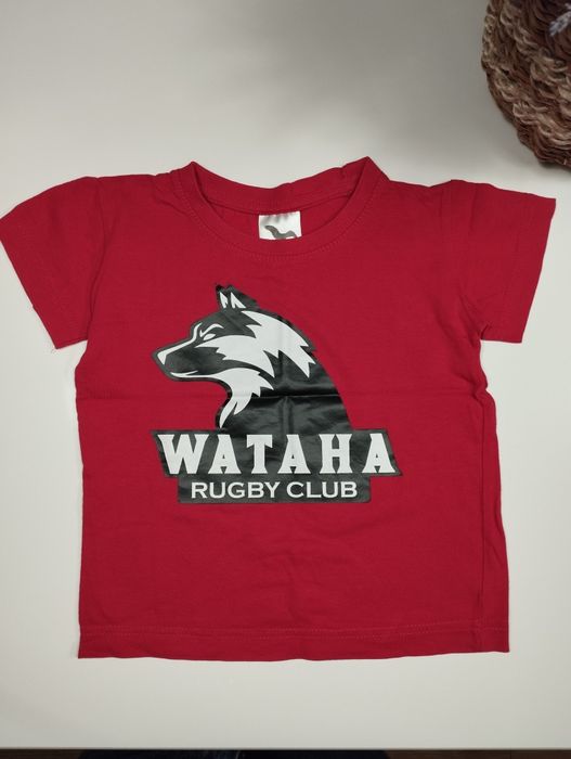 104cm, t-shirt czerwony chłopięcy, bluzka, koszulka wilk
