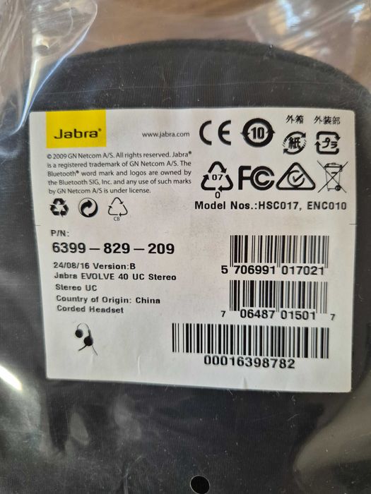 Nowe Słuchawki JABRA Evolve 40 UC Stereo Nauszne