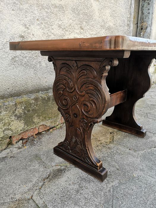 Zabytkowy Stół z mosiężnym blatem