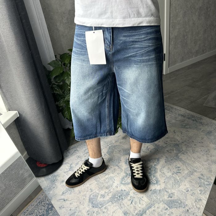 Baggy blue jeans jorts shorts y2k sk8 широкі оверсайз racer jaded balenci bootcut washed сині довгі джинсові шорти реп беггі багги