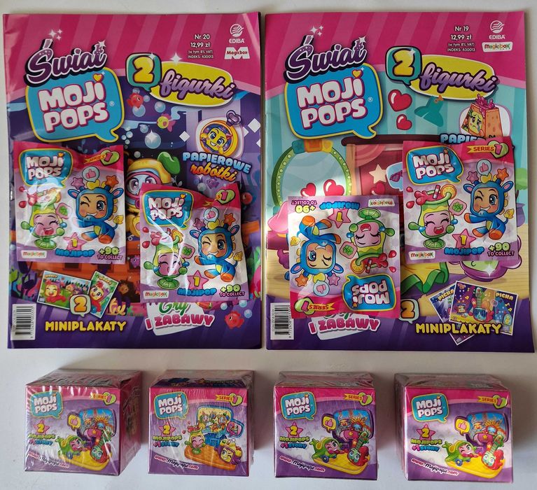 4 X karton +4 saszetki MojiPops figurki Moji Pops PARTY+gratis magazyn
