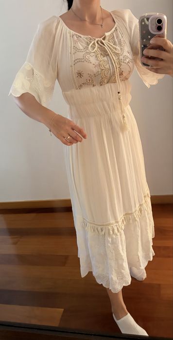 Vestido branco novo bordado ingles amamentacao