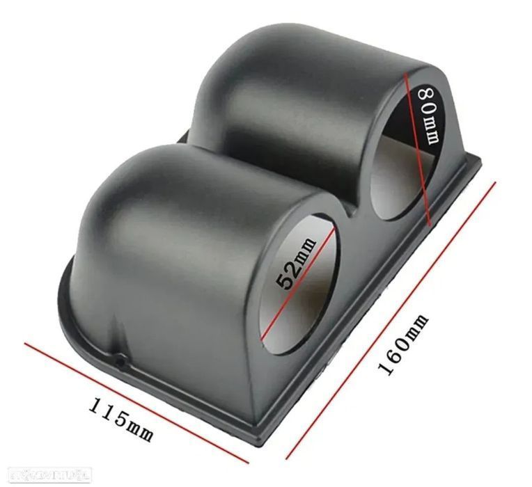 Suporte 2 manometros 52mm - Preto