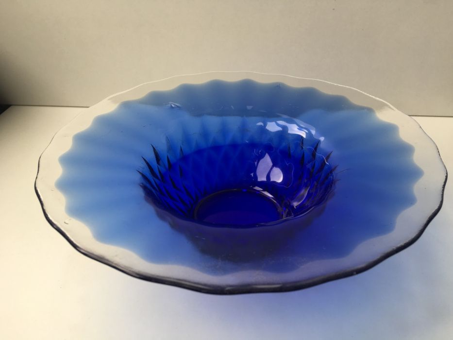 Centro de mesa "frosted glass" azul anos 50/60