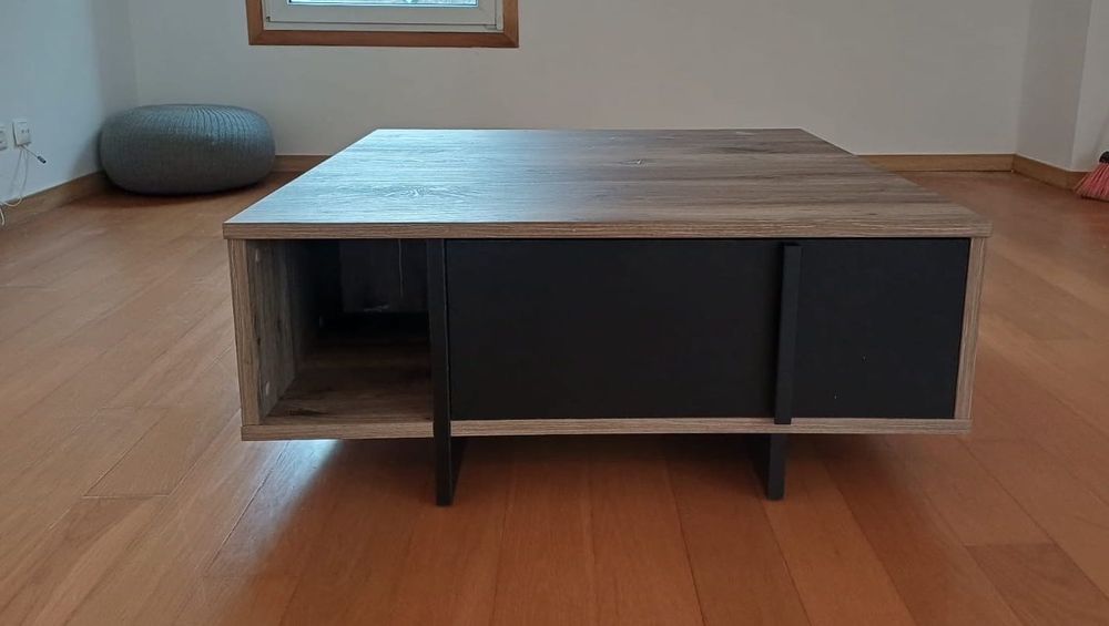Mesa de centro JOKKAZ cor carvalho e preto Conforama