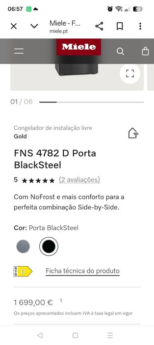 Arca congeladora Miele perfeita preta