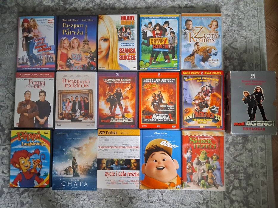 Zestaw 15 filmów DVD PL POL polskie wydania dla dzieci i młodzieży rodziny familijne CENA ZA CAŁOŚĆ bajki animowane rodzinne mix paczka kolekcja
