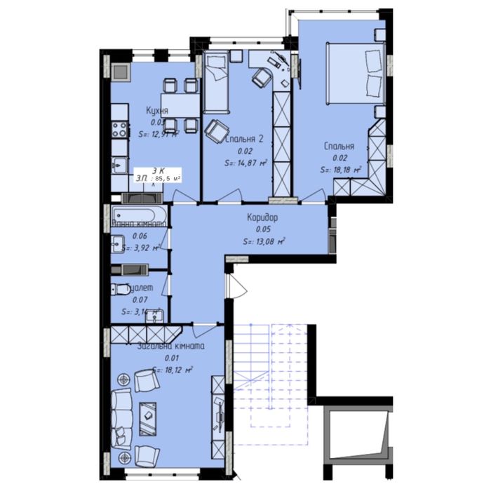 Apartment in Kam'yanets-Podilskyy, Cheromushky - View 3