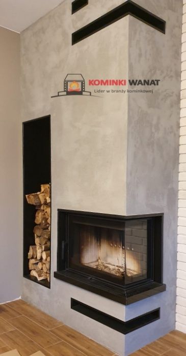 Kominek z montażem beton arch NOWOCZESNY narożny 12 kw 10 lat gwar