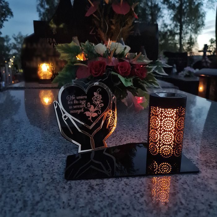 Solarny znicz LED STATUETKA NA CMENTARZ GRÓB DUŻA wieczna lampka