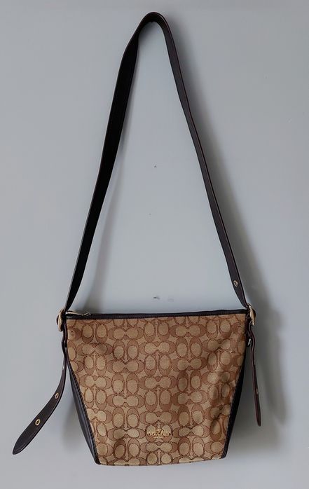 Torebka Coach New York brązowa beżowa z logo