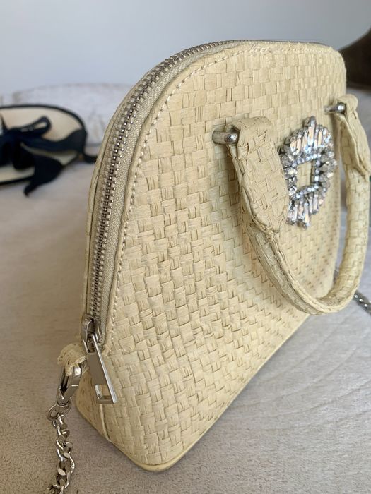 Torebka plecioną diamenty ozdobna plażowa koszyk wiklinowa ZARA