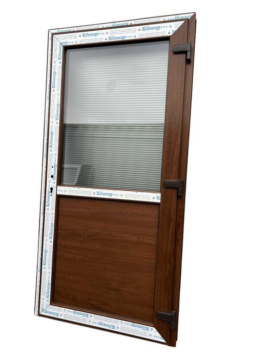 Drzwi PCV 90x200 orzech zewnętrzne sklepowe tarasowe balkonowe OD RĘKI