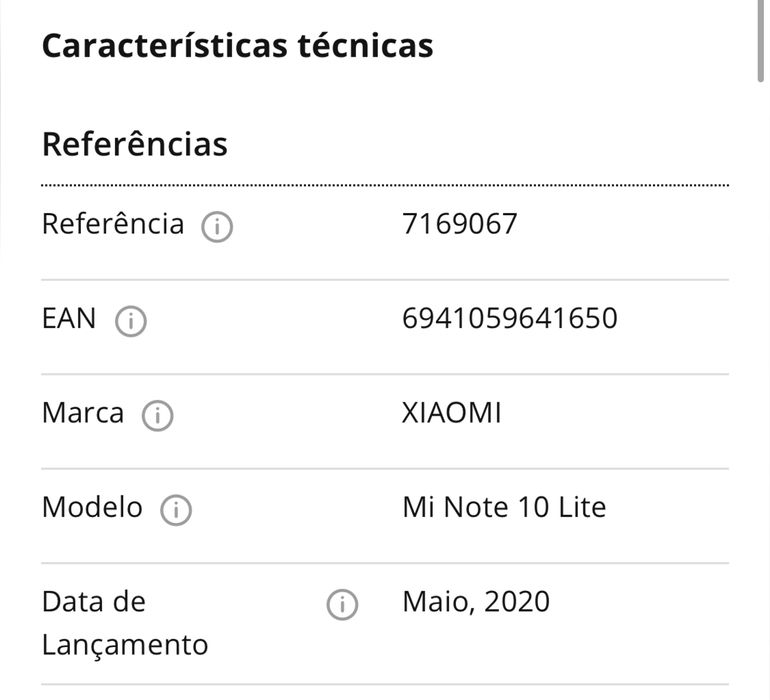 Xiaomi Mi Note 10 Lite 6GB-128 GB ( PREÇO NEGOCIÁVEL)