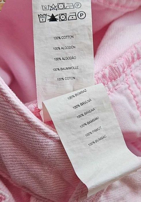 Розовые джинсы мом с эффектом варки Primark высокая посадка р. L/XL