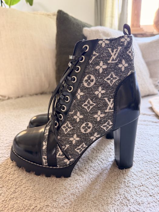 Damskie buty Louis Vuitton 37/38 trapery Star Trail denim botki na obcasie NOWE