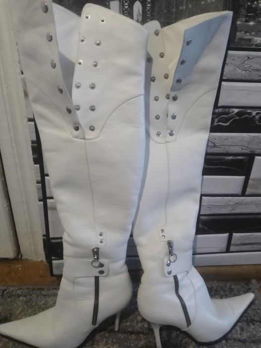 Сапоги ботфорты белые