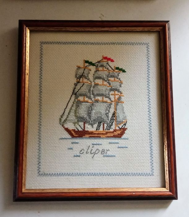 Quadros caravelas ponto de cruz