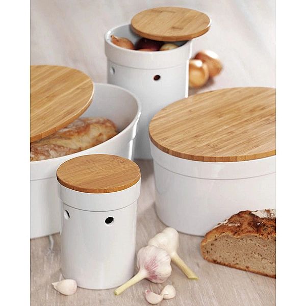Ceramiczny chlebak z bambusową pokrywą Kela, 37 x 24 x 14 cm
