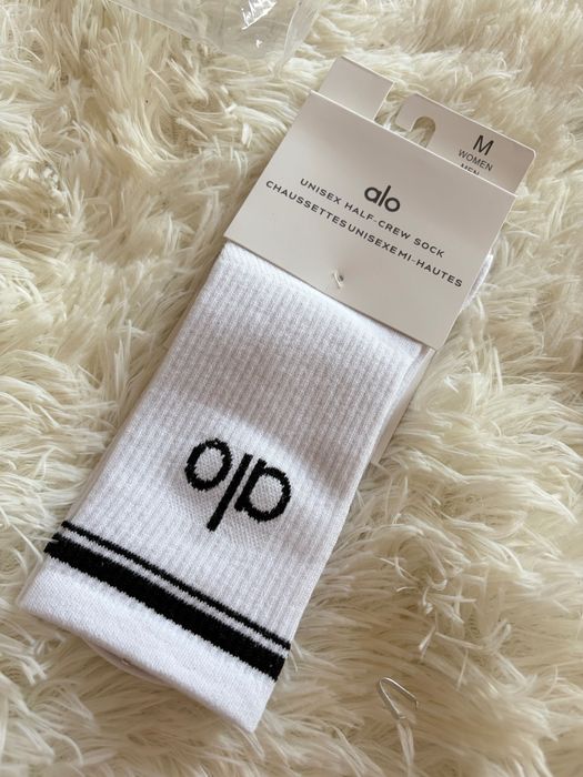 Nowe skarpetki Alo Yoga Unisex Half-Crew Sock białe rozmiar M