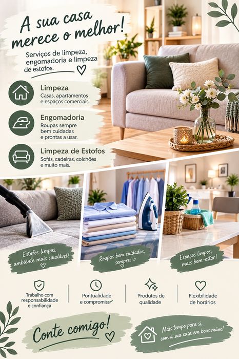 Limpeza de casas particulares, engomadoria e limpeza de estofos – Évora