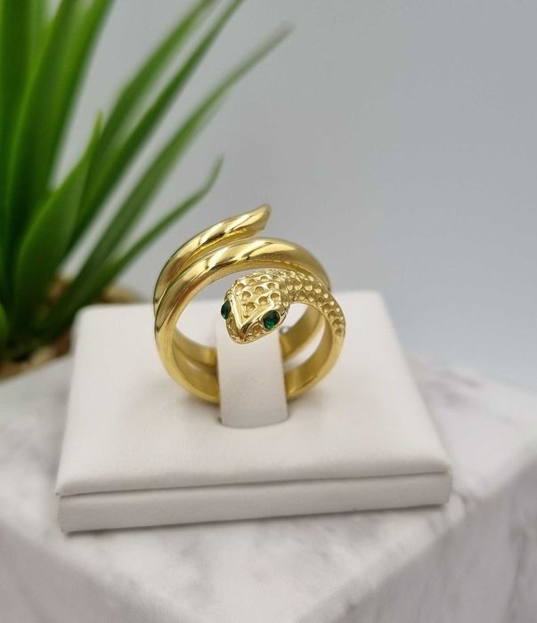 Pierścionek wąż stal chirurgiczna kolor złoty średnica 1,9 cm