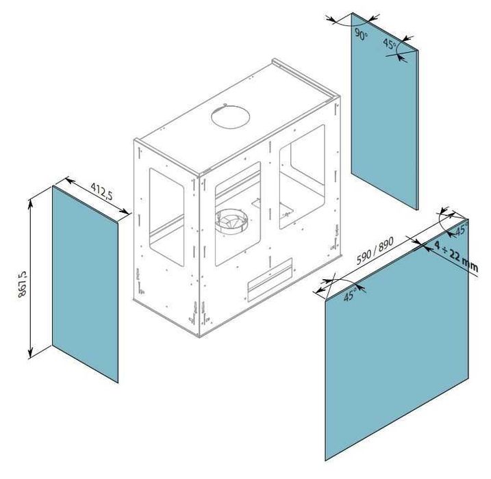 Falmec Szkło okapu czarne x Laguna 60 H87 KACL.824#N