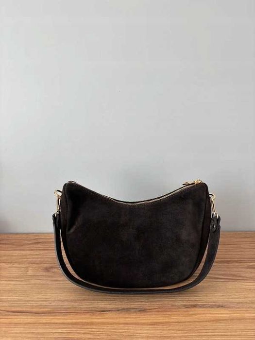 Torebka z Zamszowej Miękkiej Skóry Naturalnej Brązowa | Czekoladowa