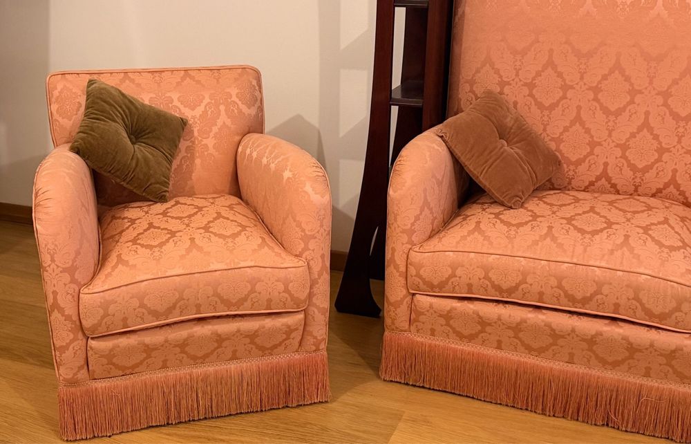 Conjunto Raro Arte Nova Português - Grande Marcenaria Moderna (Lisboa) | Sofá + 2 Cadeirões