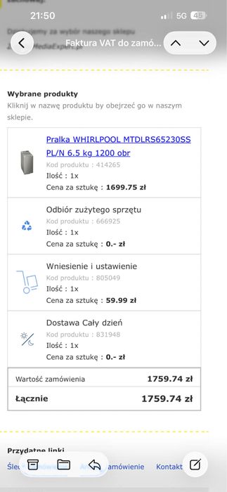 Pralka whirlpool ładowana od góry 6,5 kg