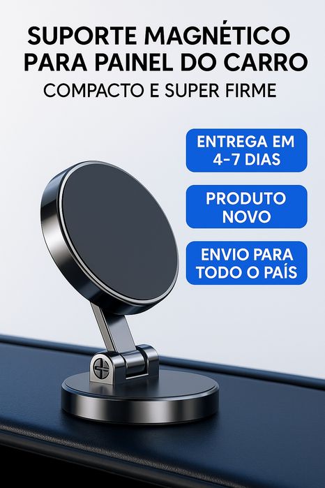 Suporte Magnético para Painel do Carro – Compacto e Super Firme