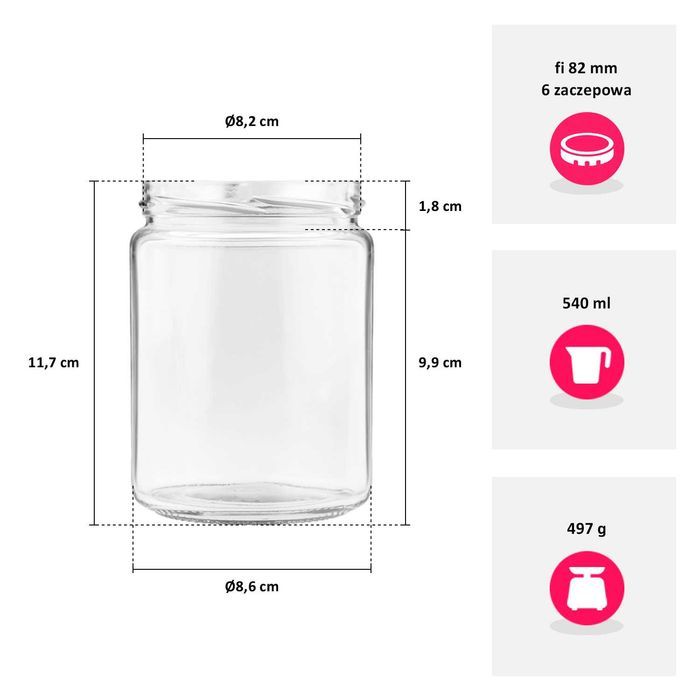 24x słoik szklany 540 ml z zakrętką