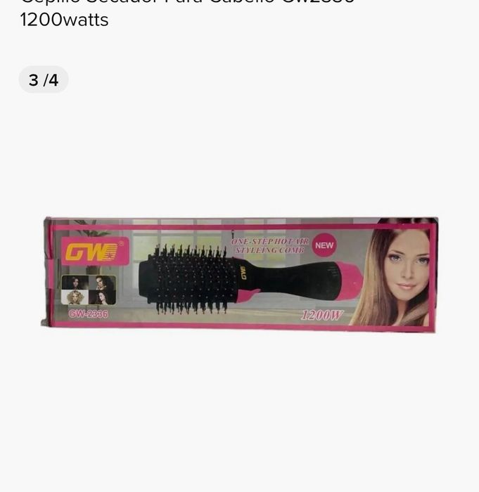 Escova modeladora  para cabelo, 3 níveis de potência. Nova na caixa