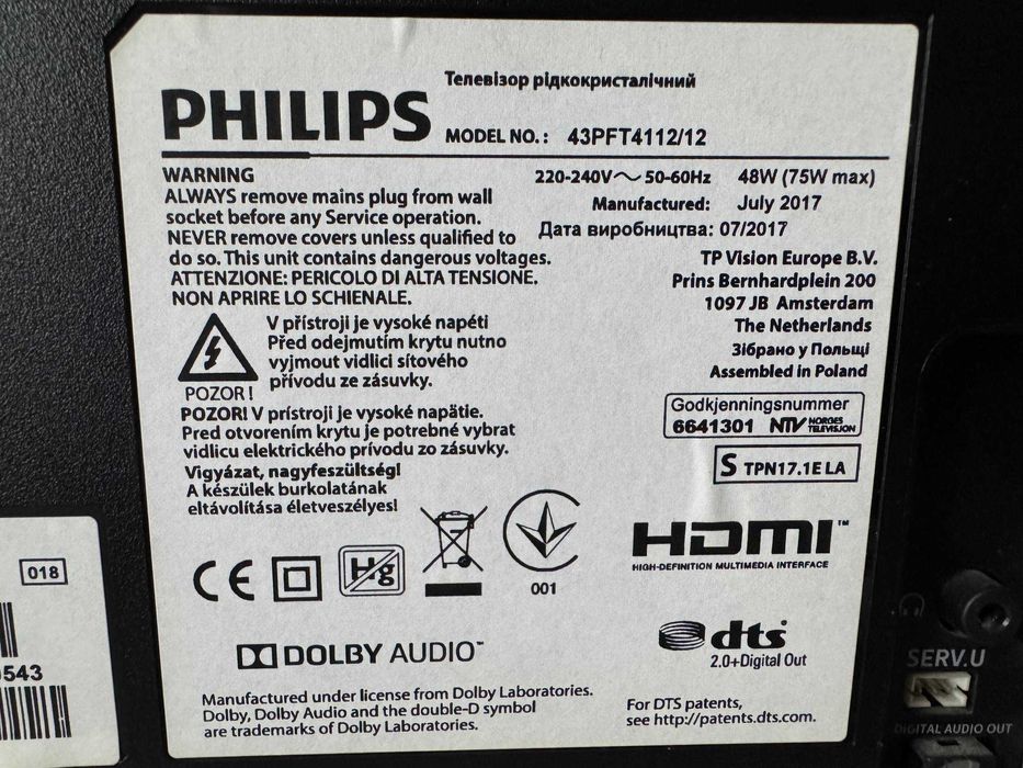 Telewizor Philips 43 cali FullHD LED 43' DVB-T2
