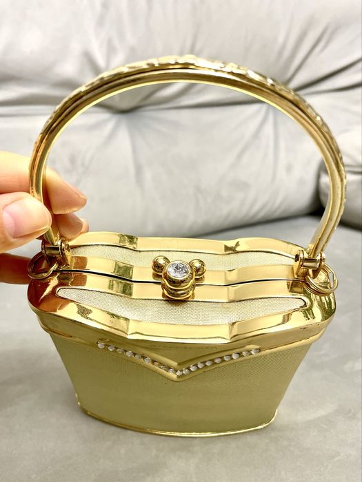 Zlota torebka elegancka kryształy bigiel cyrkonie