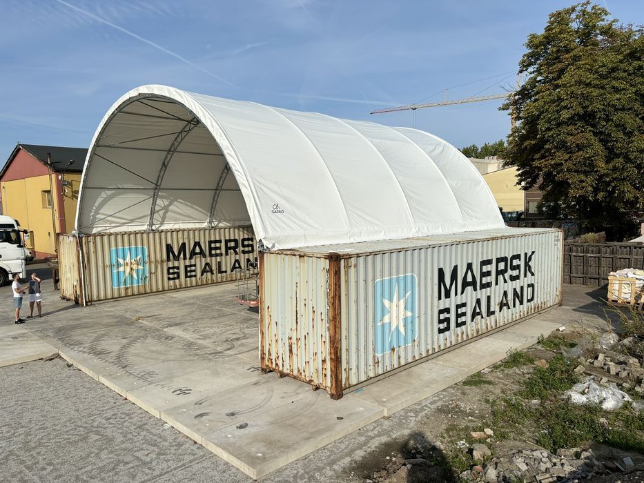 Zadaszenie kontenerowe 12x12m PVC 900g/m2 | szybki montaż | wiata