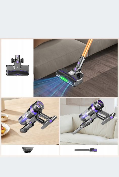 V2 Odkurzacz pionowy bezprzewodowy 70kPa 500W 60min 3xHEPA