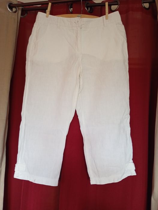 Lniane spodnie Capri, rybaczki.Len 100%  .Size M/38.
