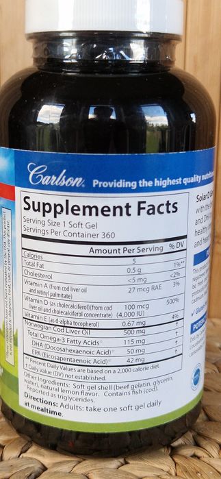 Witamina D3 z Omega 3 Carlson 360 żeli