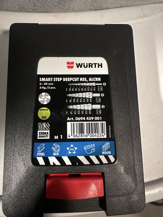 Nowy zestaw wierteł stopniowych Wurth smartStep HSS AlCrN