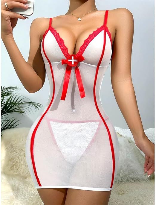 Seksowny kostium pielęgniarki - bielizna cosplay Uniwersalny