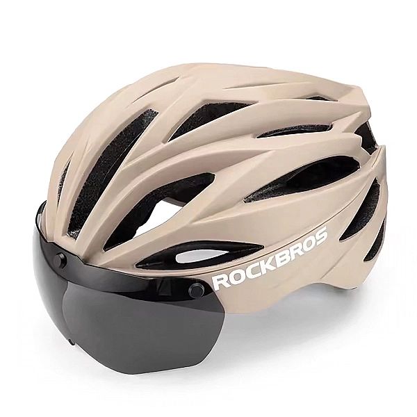 Kask rowerowy Rockbros z szybką, odpinane okulary z ochroną UV, unisex