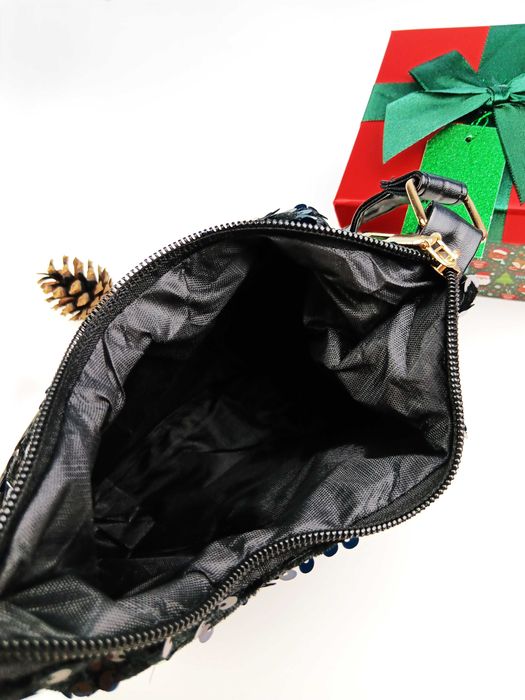 Nowa czarna mała cekinowa torebka damska na ramię Prezent